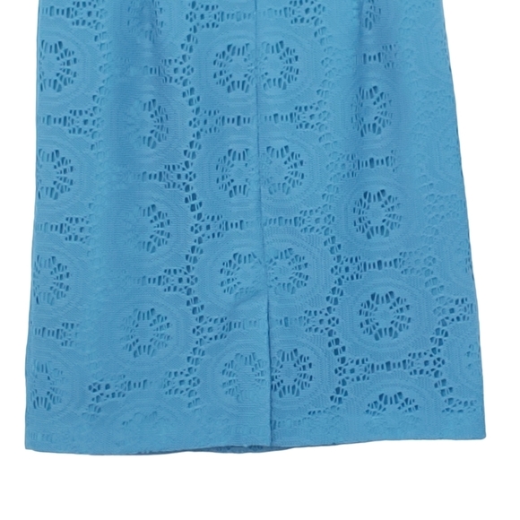 Adrianna PAPELL Teal crochet sleeveless business casual fitted summer dress - Picture 5 of 13